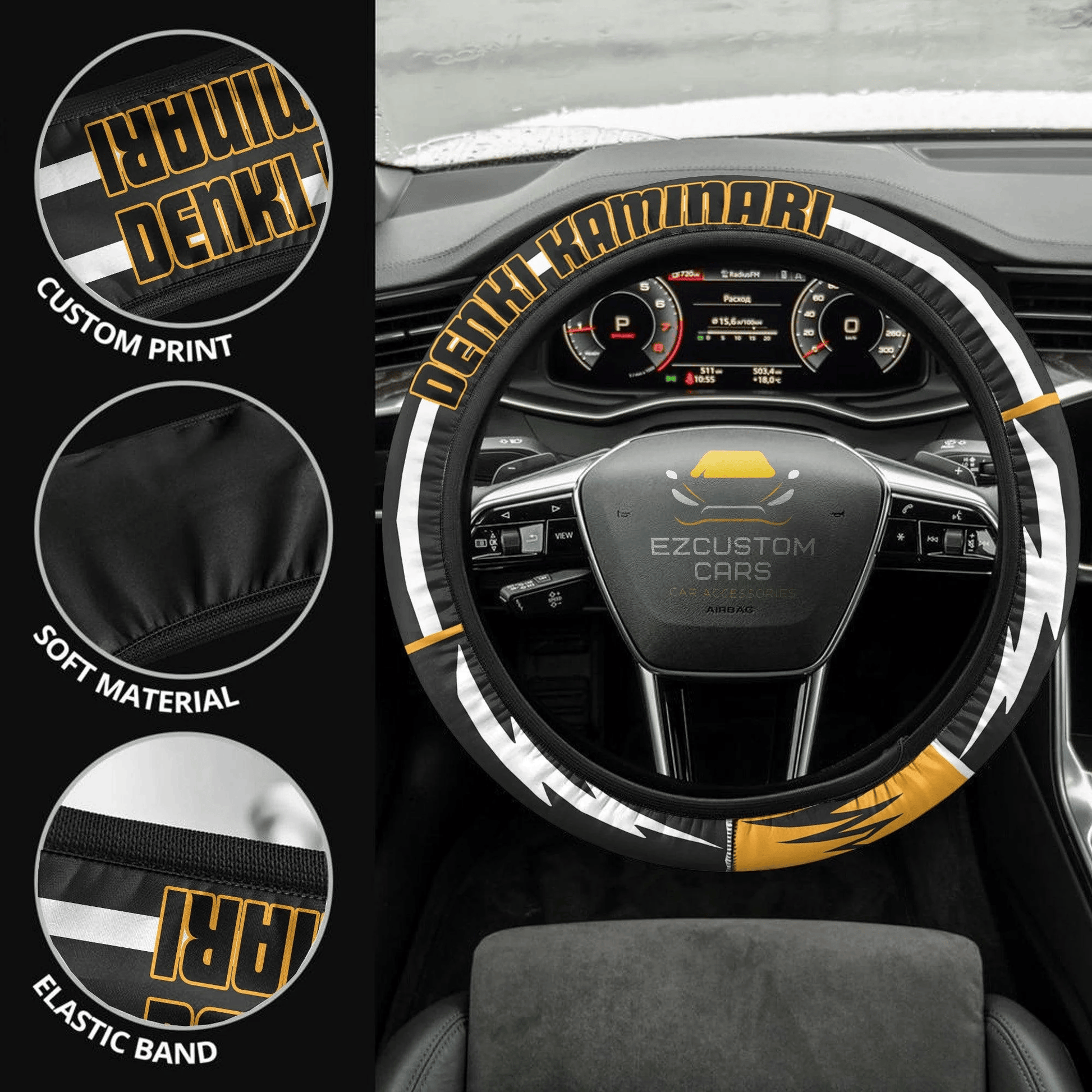 Denki Kaminari Anime Steering Wheel Cover Custom Anime My Hero Academia Car Accessories