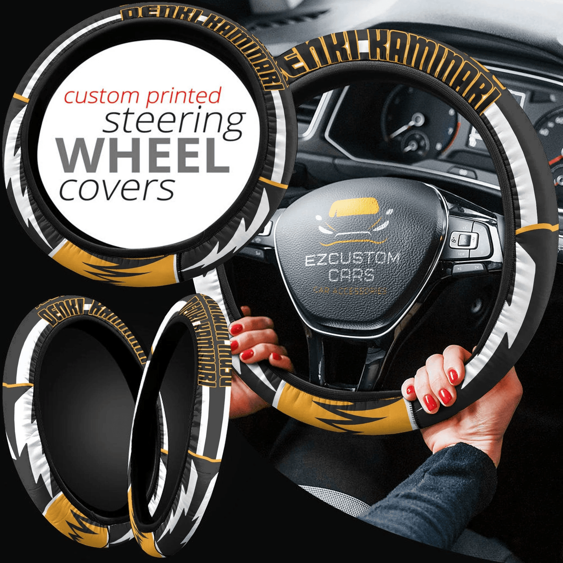 Denki Kaminari Anime Steering Wheel Cover Custom Anime My Hero Academia Car Accessories