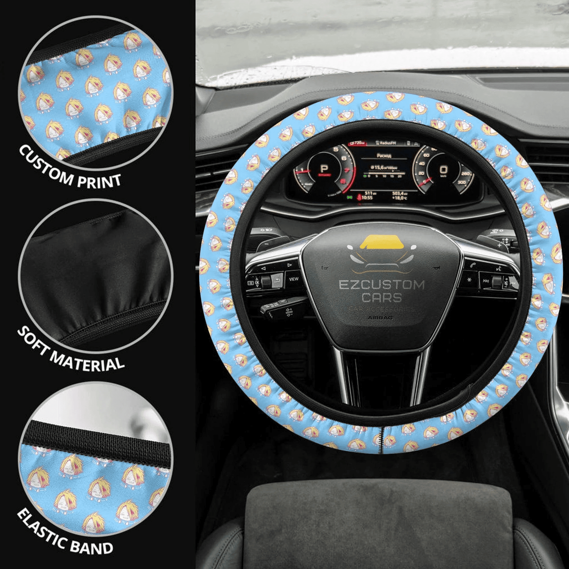 Denki Kaminari My Hero Academia Anime Steering Wheel Cover Anime Car Accessories