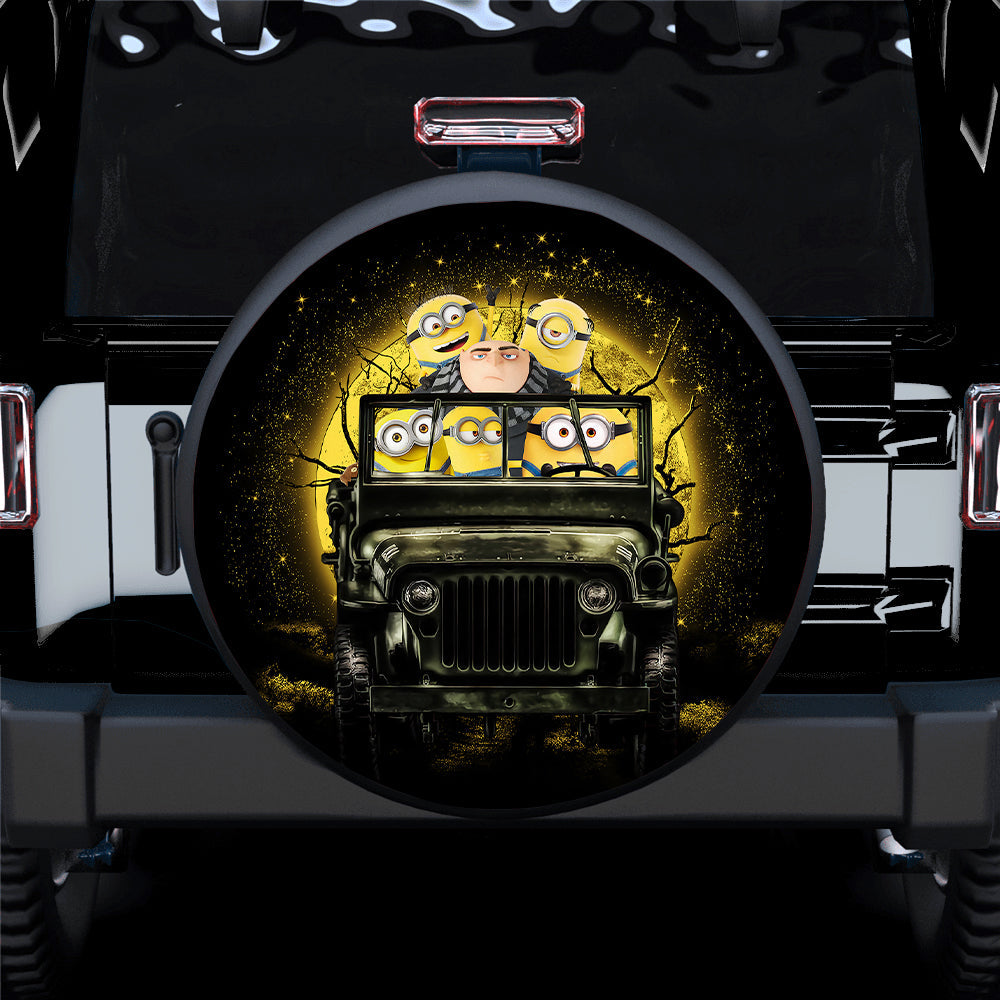 Despicable Me Gru And Minions Ride Jeep Moonlight Halloween Funny Car Spare Tire Cover