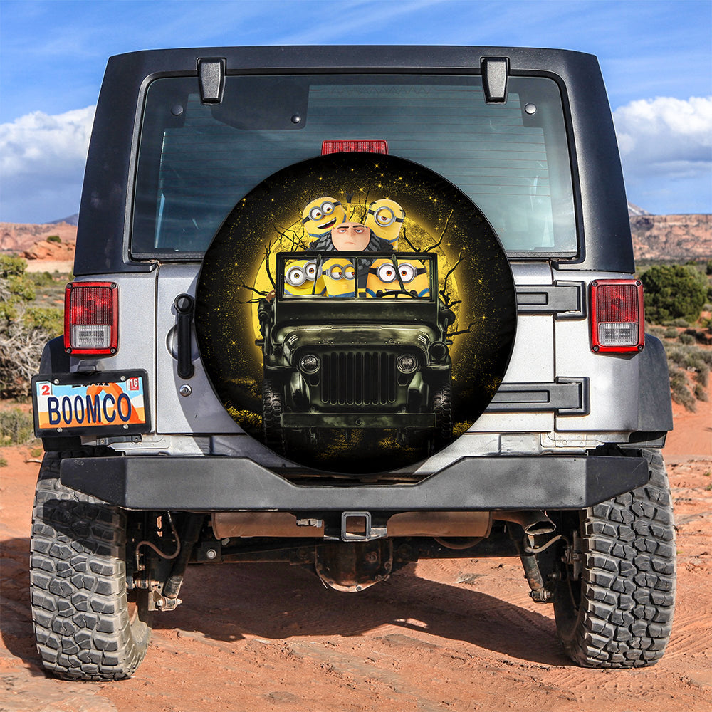 Despicable Me Gru And Minions Ride Jeep Moonlight Halloween Funny Car Spare Tire Cover