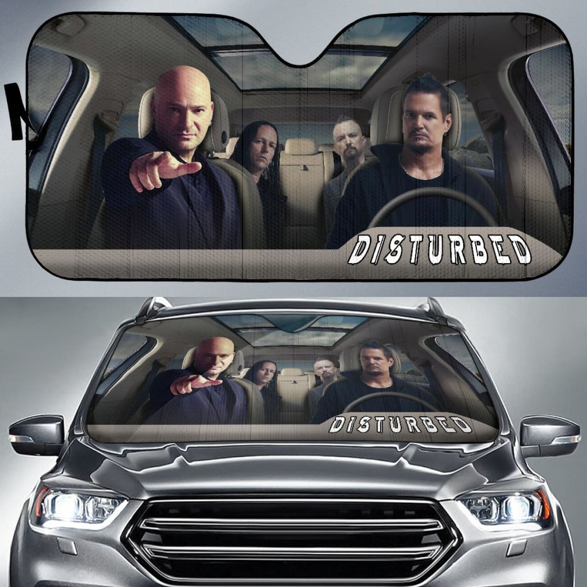 Disturbed Car Auto Sun Shade Rock Band Fan Gift Idea Universal Fit 174503