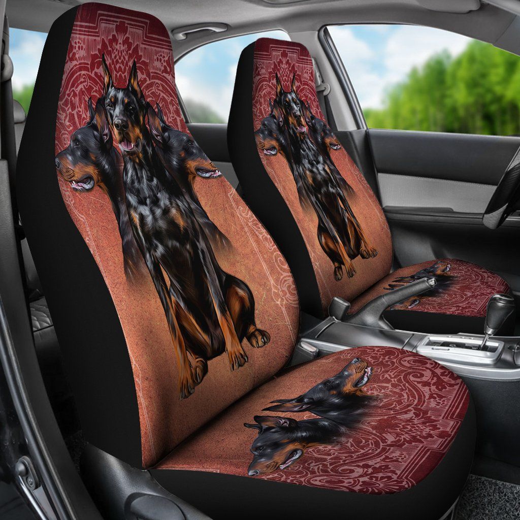 Doberman Car Seat Covers Custom Funny Car Accessories For Dog Lovers