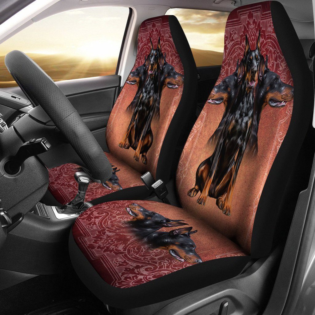Doberman Car Seat Covers Custom Funny Car Accessories For Dog Lovers