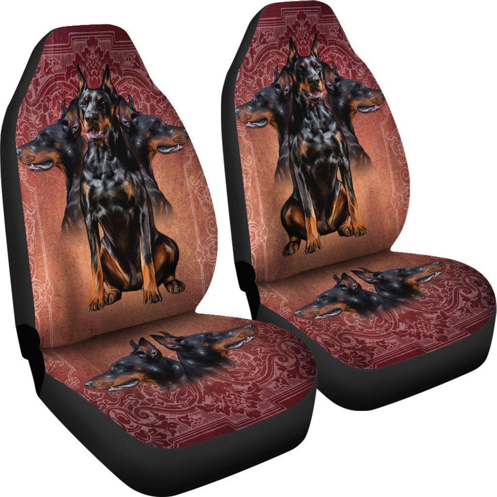 Doberman Car Seat Covers Custom Funny Car Accessories For Dog Lovers