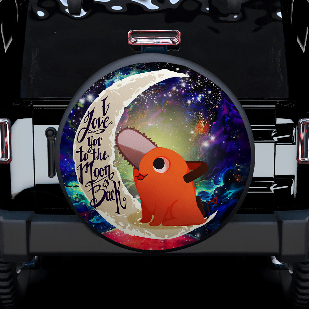 Dog Chainsaw Man Love You To The Moon Galaxy Car Spare Tire Cover