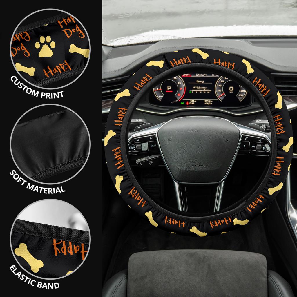 Dog Foot Print Partern Premium Car Steering Wheel Cover