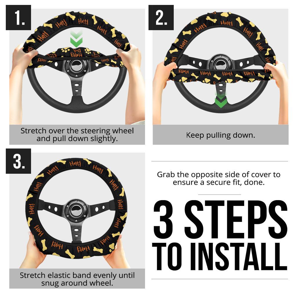 Dog Foot Print Partern Premium Car Steering Wheel Cover
