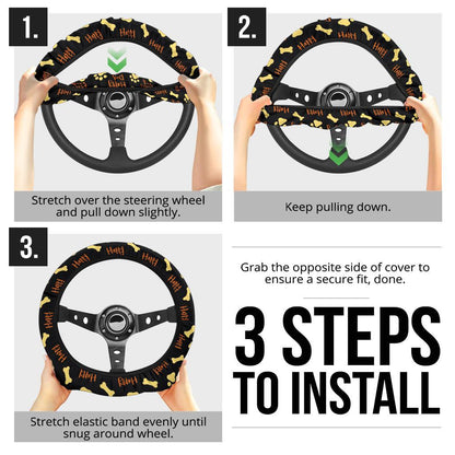 Dog Foot Print Partern Premium Car Steering Wheel Cover