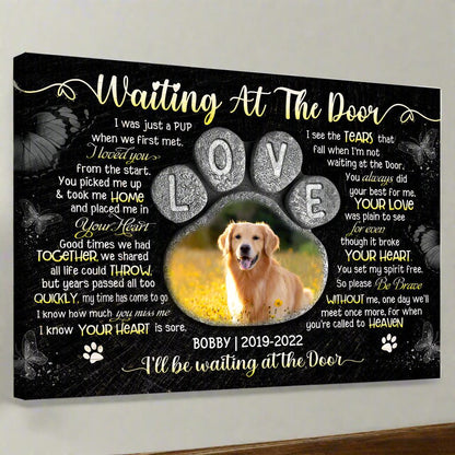 Personalized Dog Loss Gift - Waiting At The Door Memorial Canvas - PersonalizedFury