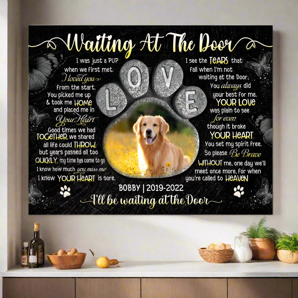 Personalized Dog Loss Gift - Waiting At The Door Memorial Canvas - PersonalizedFury