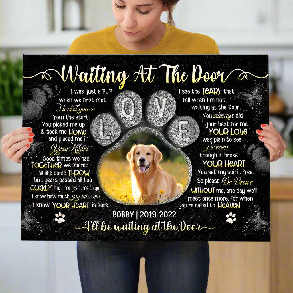 Personalized Dog Loss Gift - Waiting At The Door Memorial Canvas - PersonalizedFury