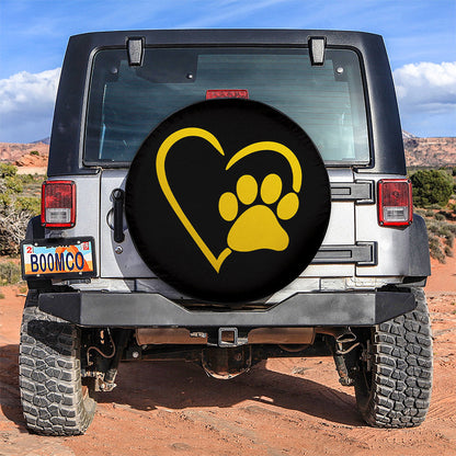 Dog Paw Heart Yellow Car Spare Tire Cover