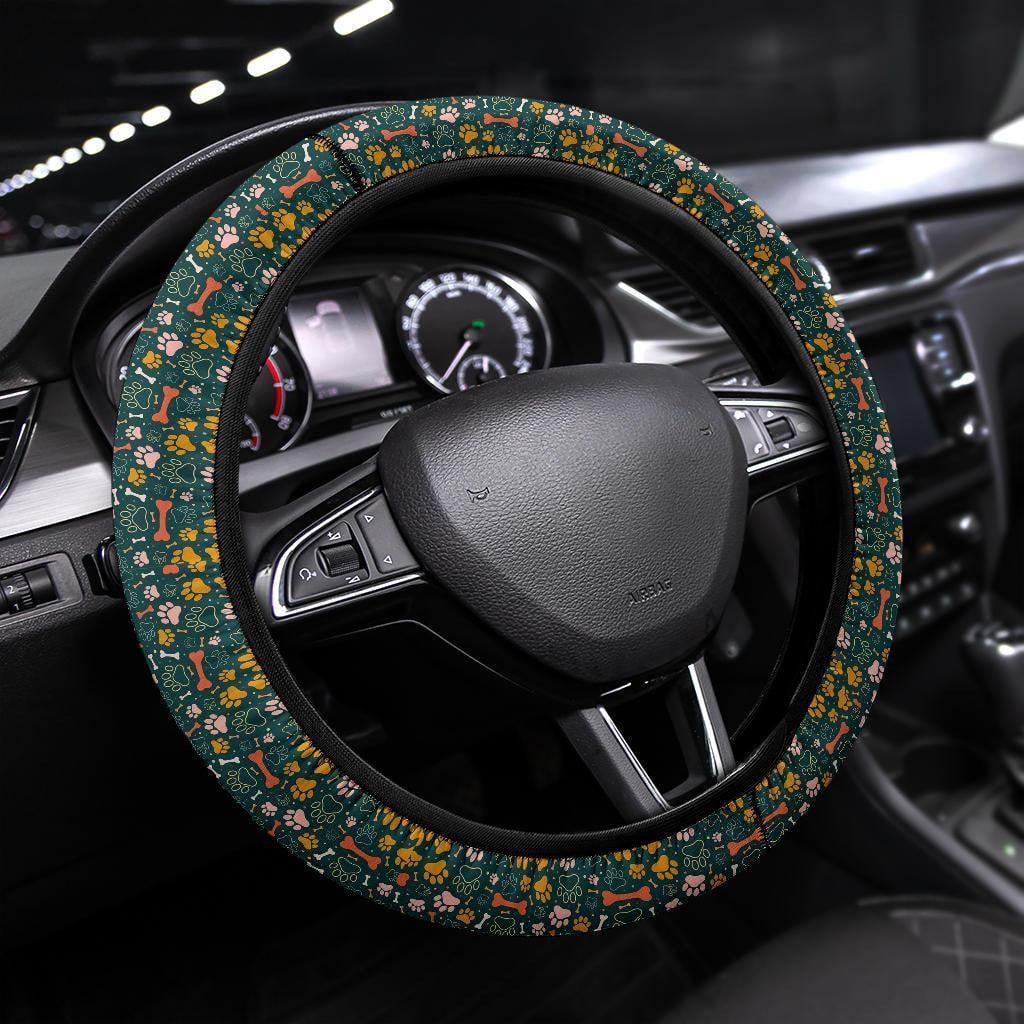 Dog Paw Pattern Anime Steering Wheel Cover