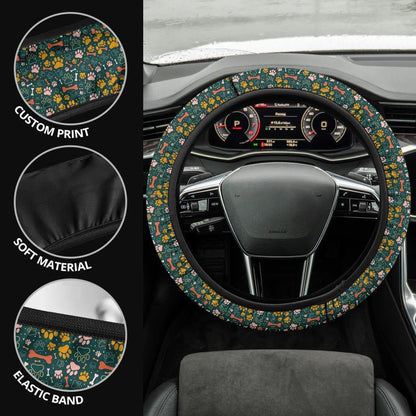Dog Paw Pattern Anime Steering Wheel Cover