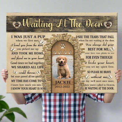 Custom Pet Memorial Canvas - "Waiting At The Door" Poem Dog Loss Gift - PersonalizedFury