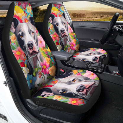 Dog Pitbull Floral Car Seat Covers Custom Car Accessories