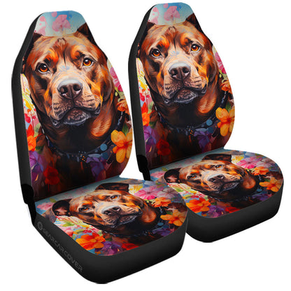 Dog Pitbull Floral Car Seat Covers Custom Car Accessories