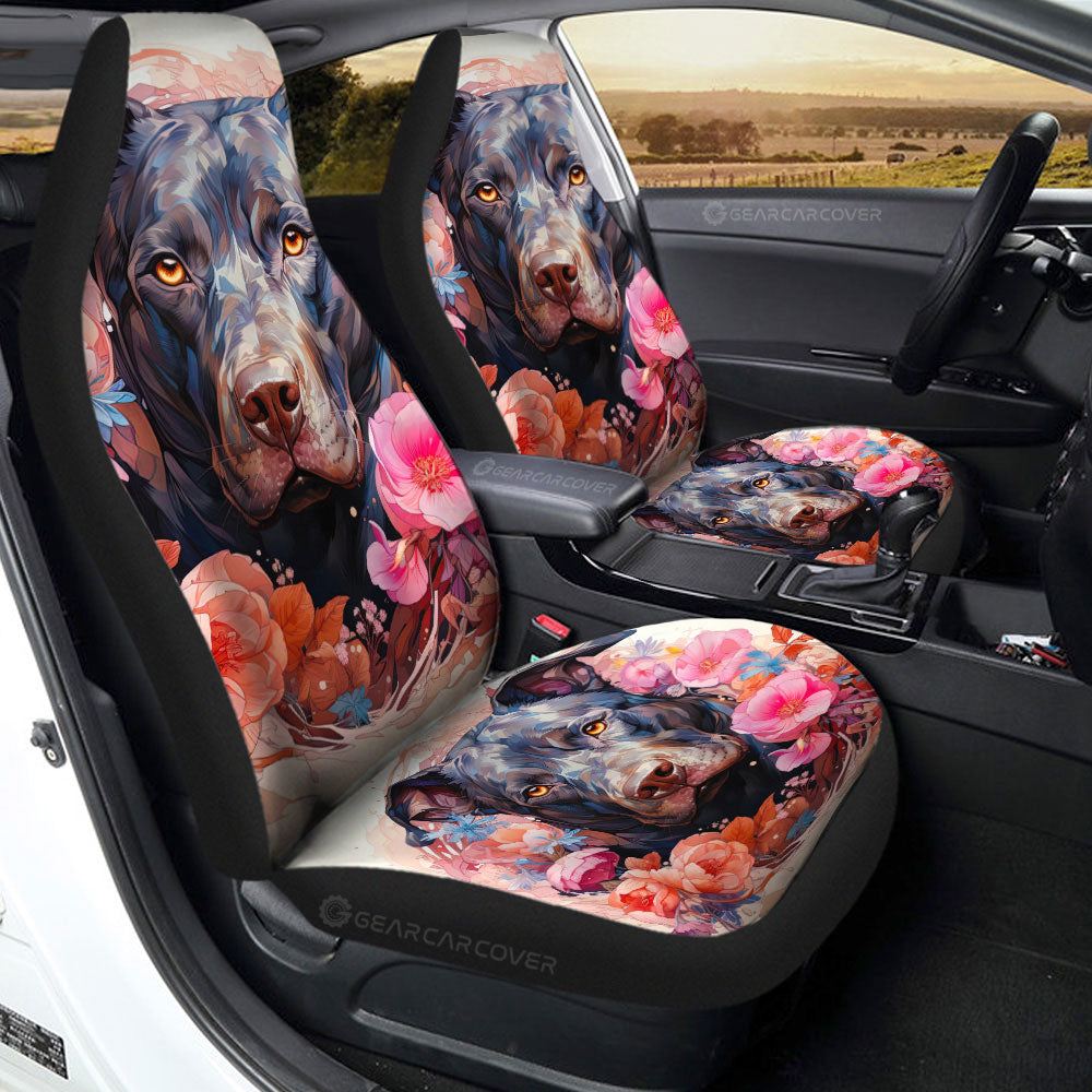Dog Pitbull Floral Car Seat Covers Custom Car Accessories