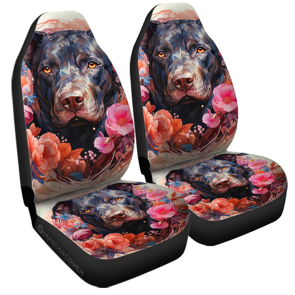 Dog Pitbull Floral Car Seat Covers Custom Car Accessories
