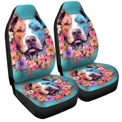 Dog Pitbull Floral Car Seat Covers Custom Car Accessories
