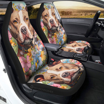 Dog Pitbull Floral Car Seat Covers Custom Car Accessories