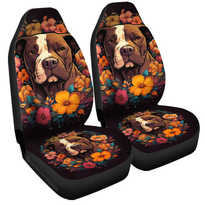 Dog Pitbull Floral Car Seat Covers Custom Car Accessories