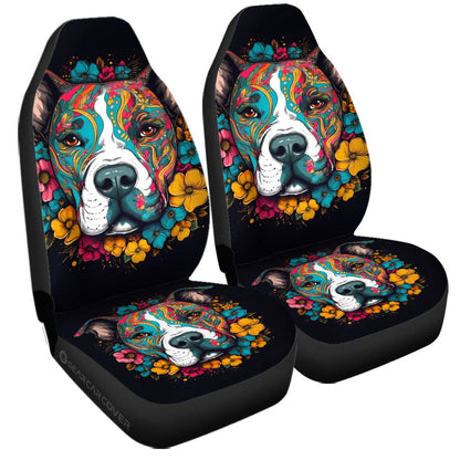 Dog Pitbull Floral Car Seat Covers Custom Car Accessories