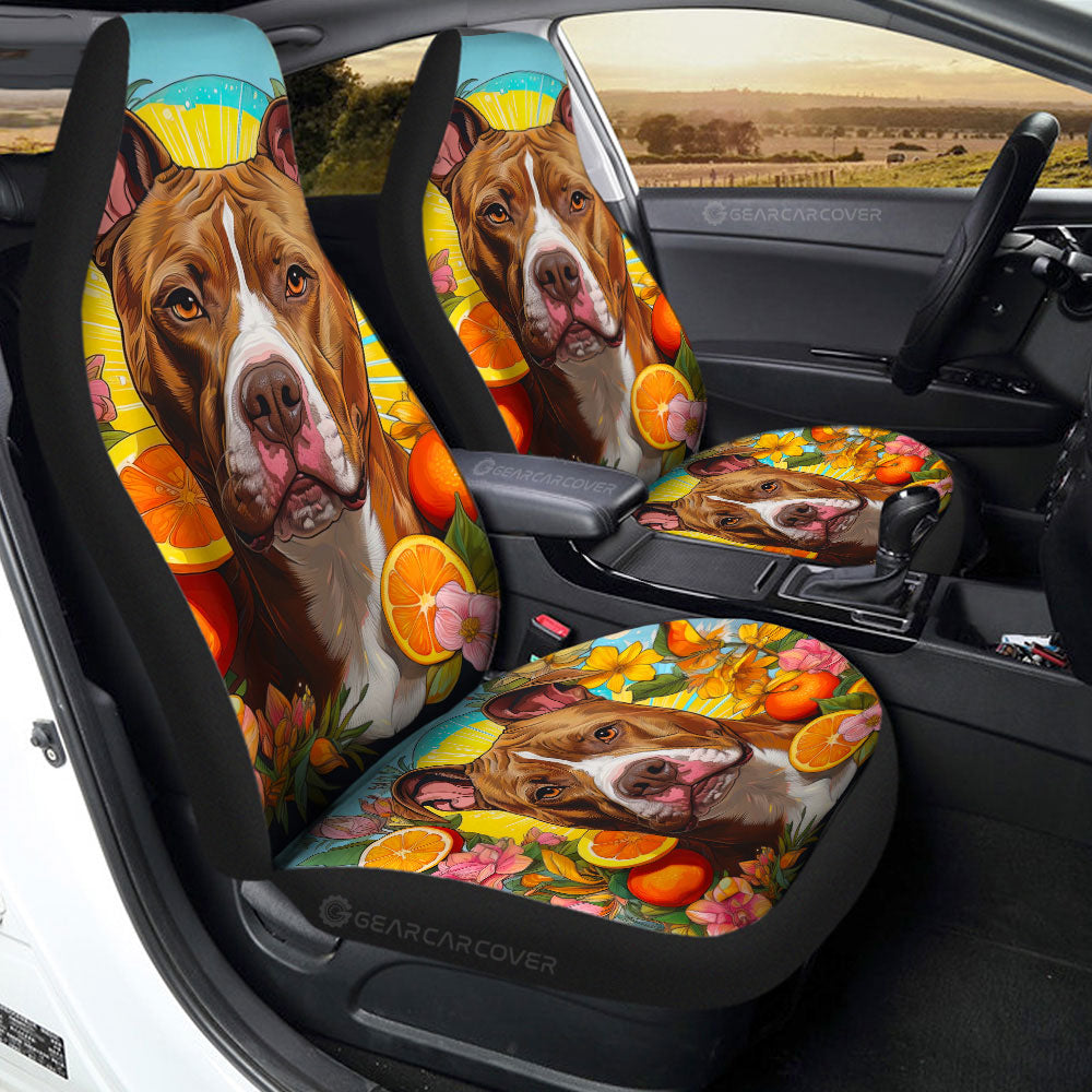 Dog Pitbull Floral Car Seat Covers Custom Car Accessories