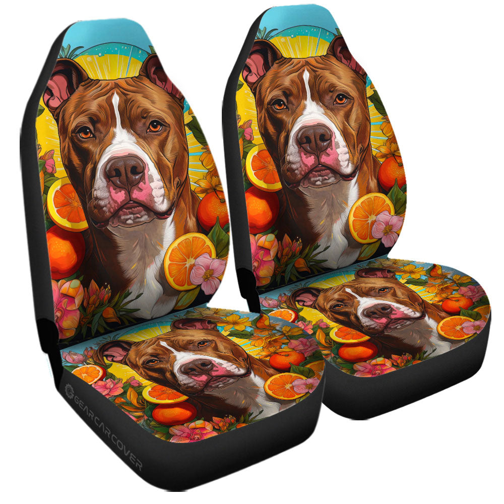 Dog Pitbull Floral Car Seat Covers Custom Car Accessories