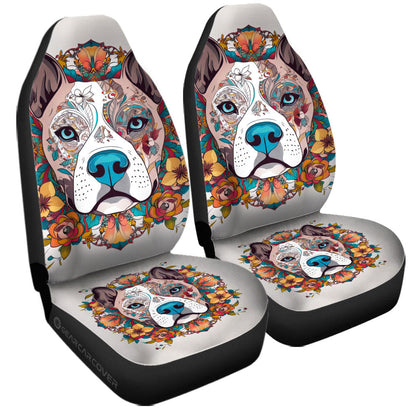Dog Pitbull Floral Car Seat Covers Custom Car Accessories