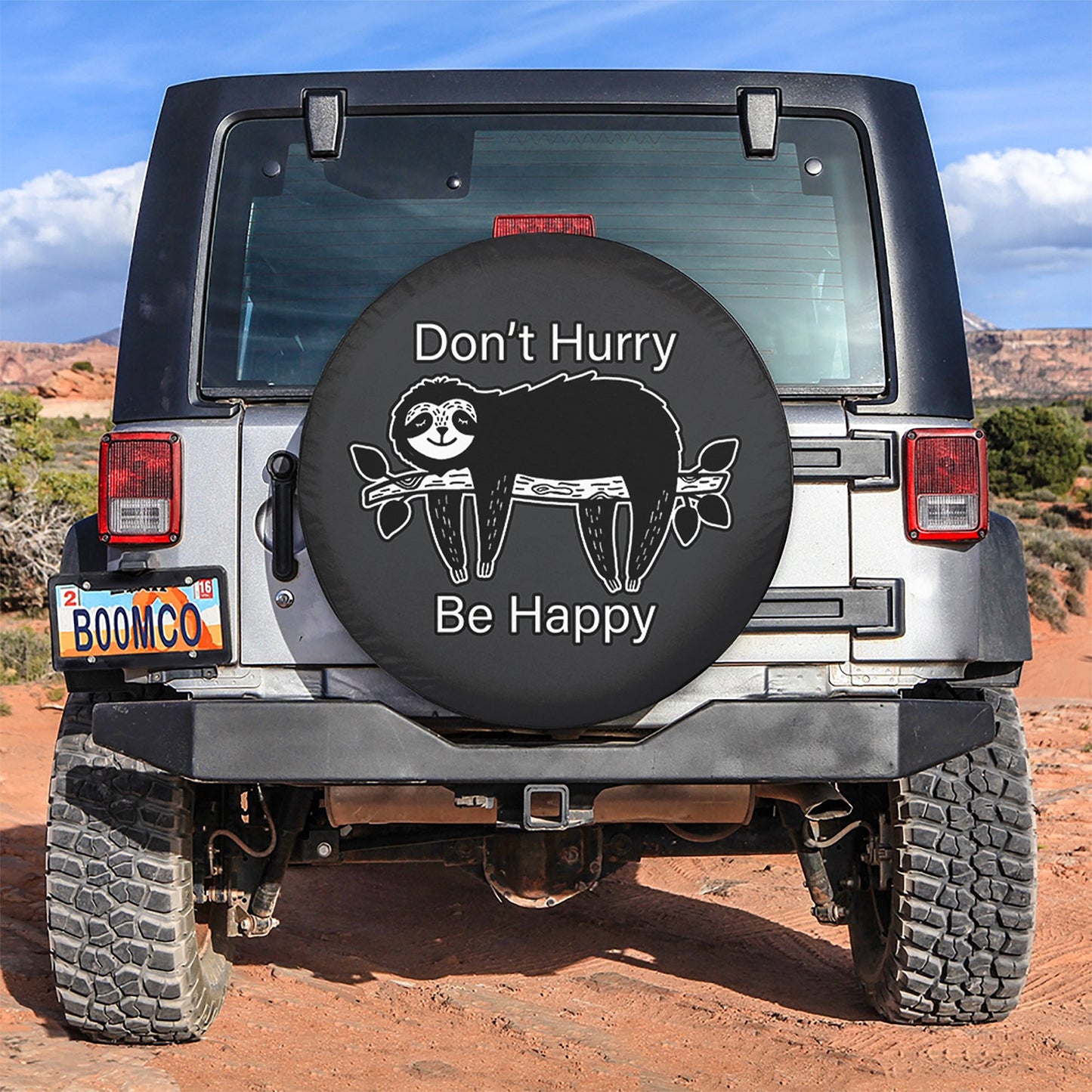 Don't Hurry Be Happy Sloth Spare Tire Cover