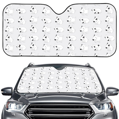 Doodle Bull Terrier Pattern Print Car Windshield Sun Shade