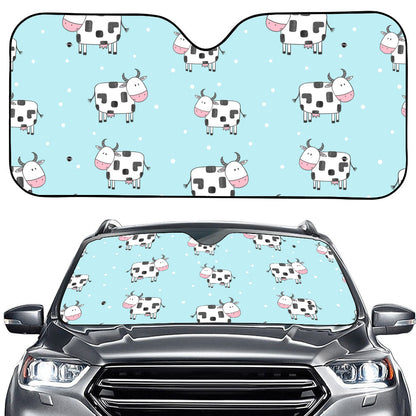 Doodle Cow Pattern Print Car Windshield Sun Shade