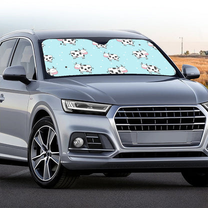 Doodle Cow Pattern Print Car Windshield Sun Shade