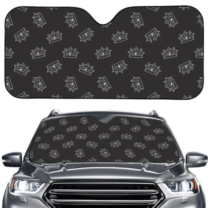 Doodle Crown Pattern Print Car Windshield Sun Shade