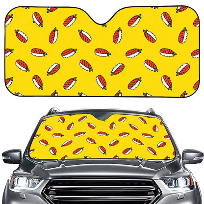 Doodle Japanese Sushi Pattern Print Car Windshield Sun Shade
