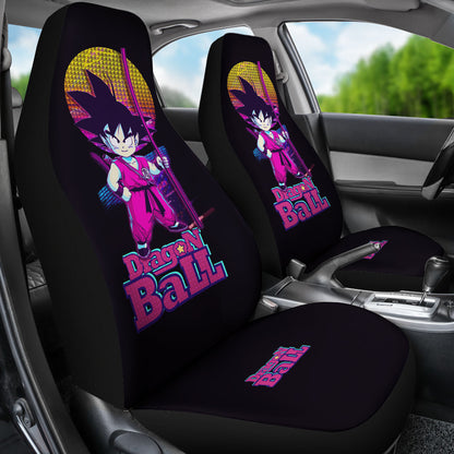 Dragon Ball Anime Car Seat Covers | Little Cute Son Goku Retrowave Seat Covers Ci100803
