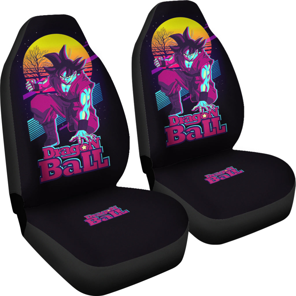 Dragon Ball Anime Car Seat Covers | Son Goku Kneeling Retrowave Seat Covers Ci100805