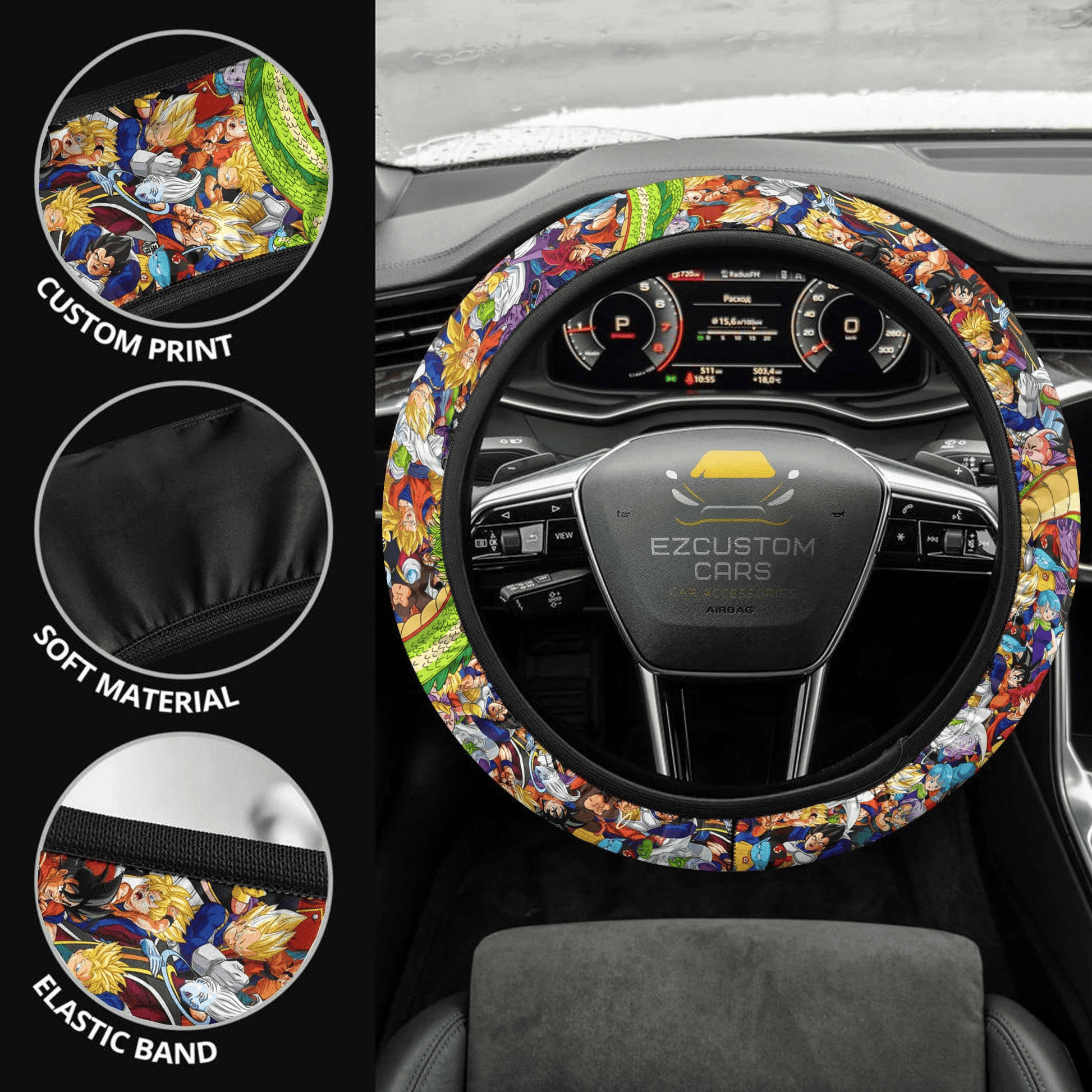 Dragon Ball Anime Steering Wheel Cover Custom Anime Car Accessories