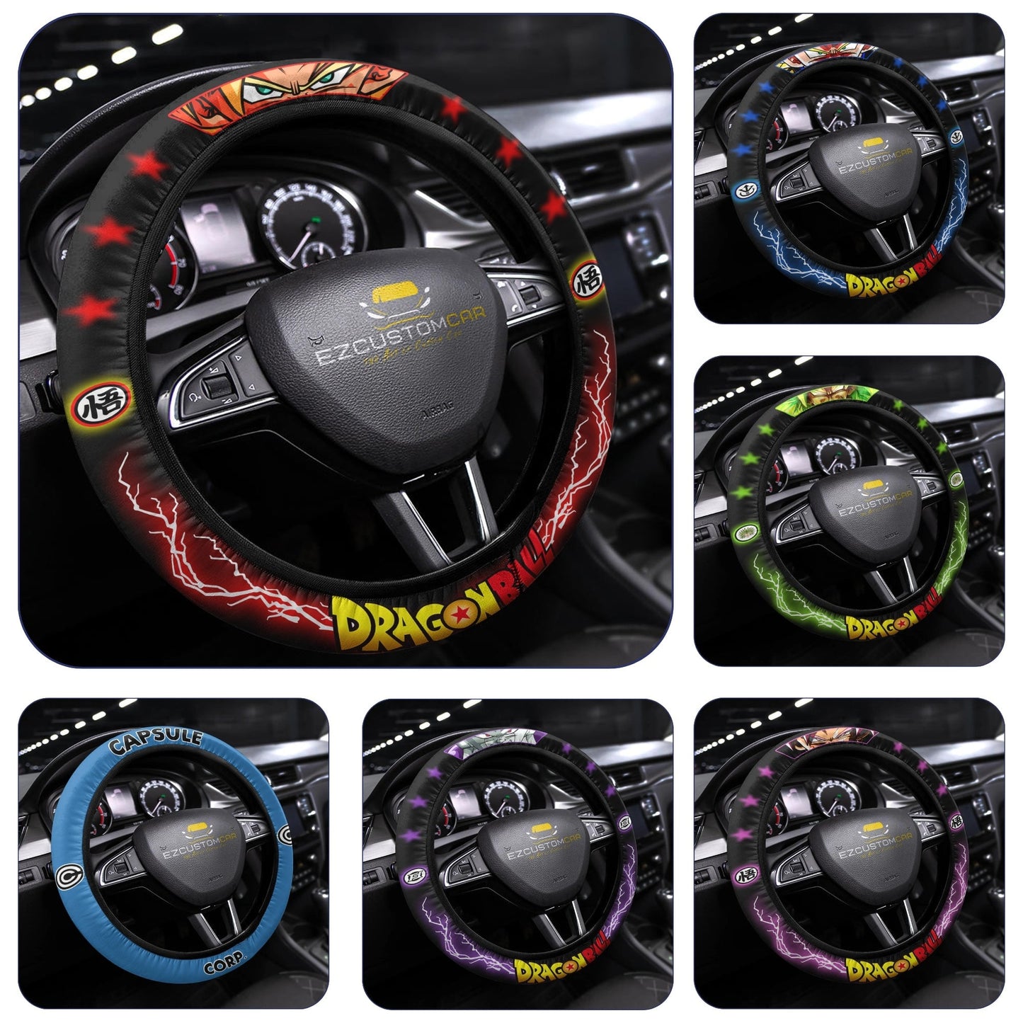 Dragon Ball Anime Steering Wheel Cover - Universal Fit (15 Inch)