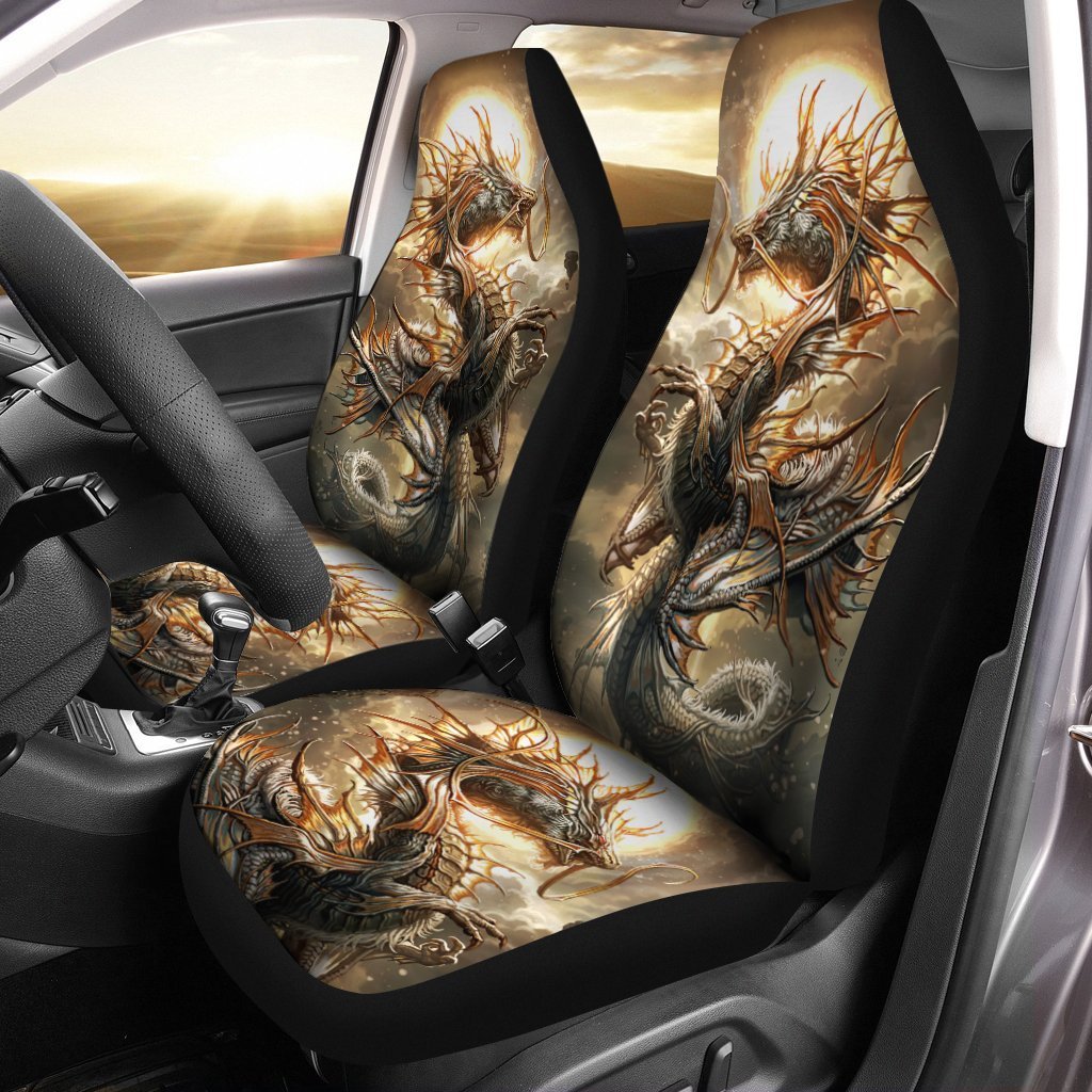 Dragon Car Seat Covers Custom Dark Fantasy Art