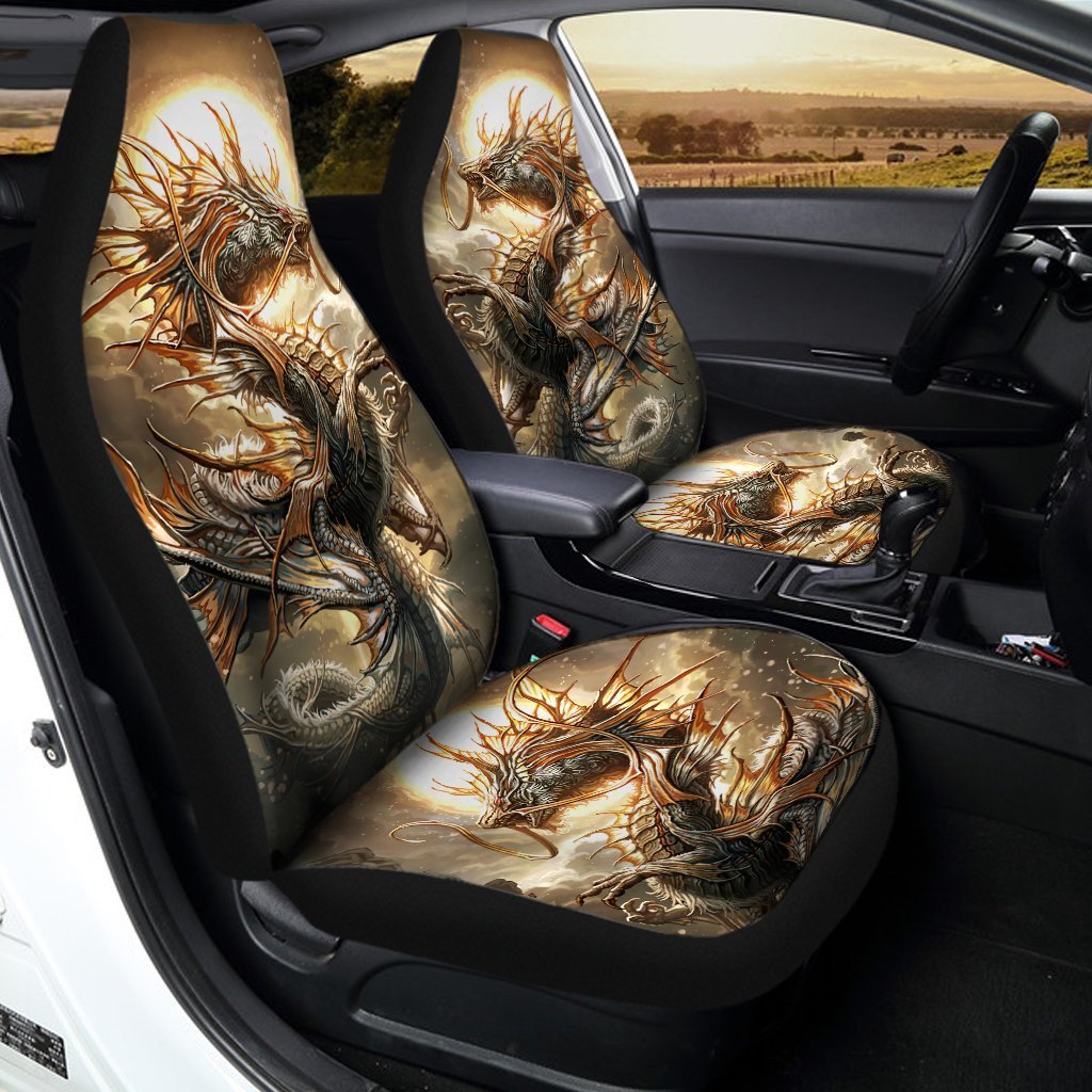 Dragon Car Seat Covers Custom Dark Fantasy Art