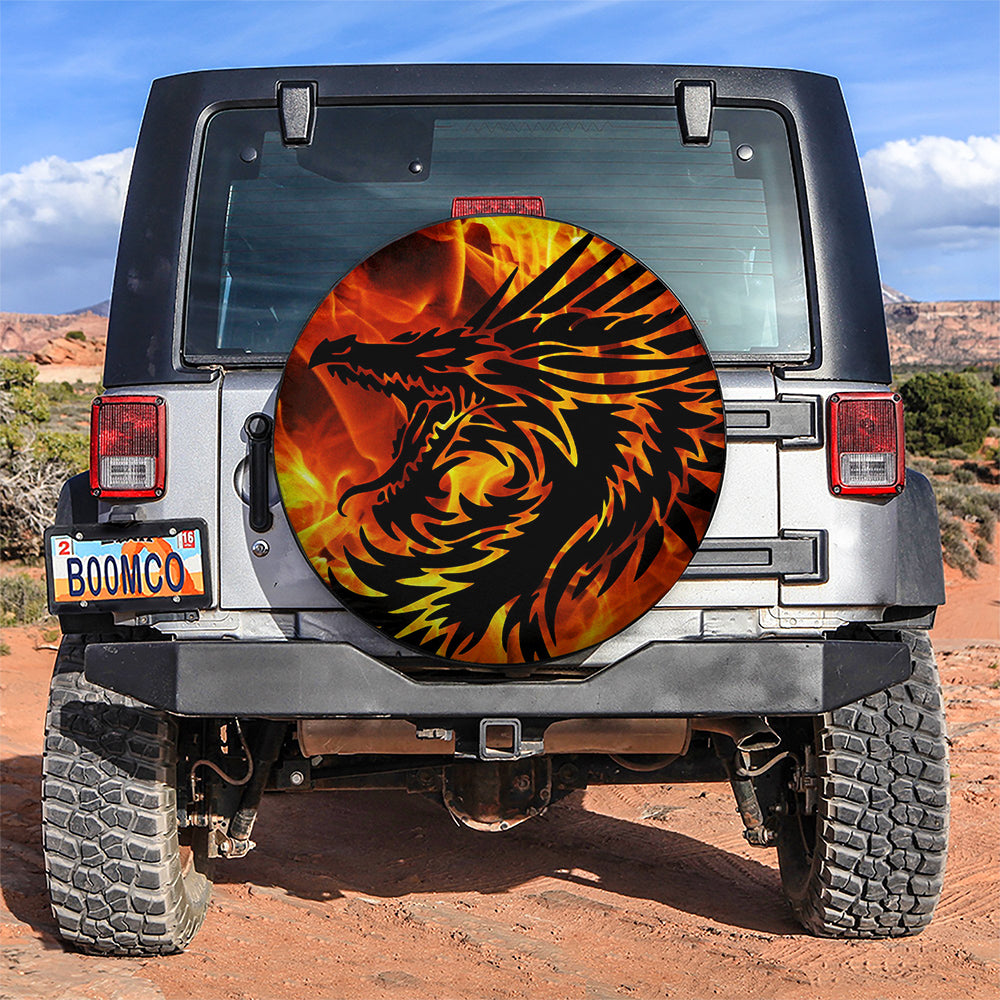 Dragon Fire Car Spare Tire Cover