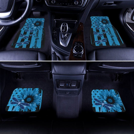 Dragonfly Car Floor Mats Custom Blue Sunflower Car Accessories