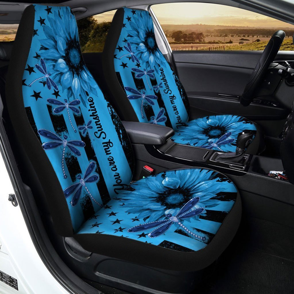 Dragonfly Car Seat Covers Custom Blue Sunflower Car Accessories