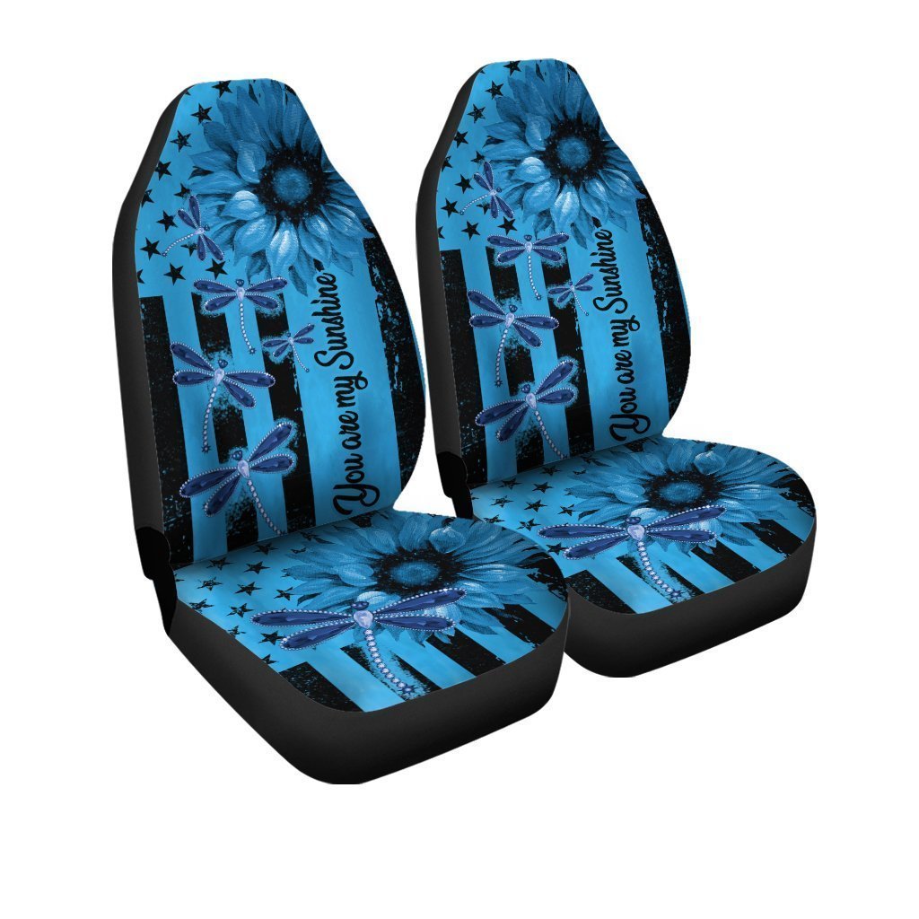 Dragonfly Car Seat Covers Custom Blue Sunflower Car Accessories