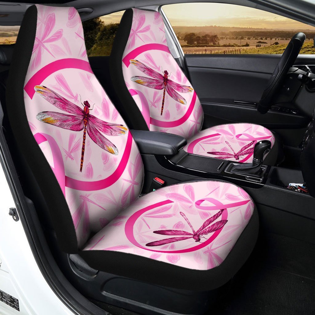 Dragonfly Car Seat Covers Custom Breast Cancer Car Accessories Meaningful Gifts