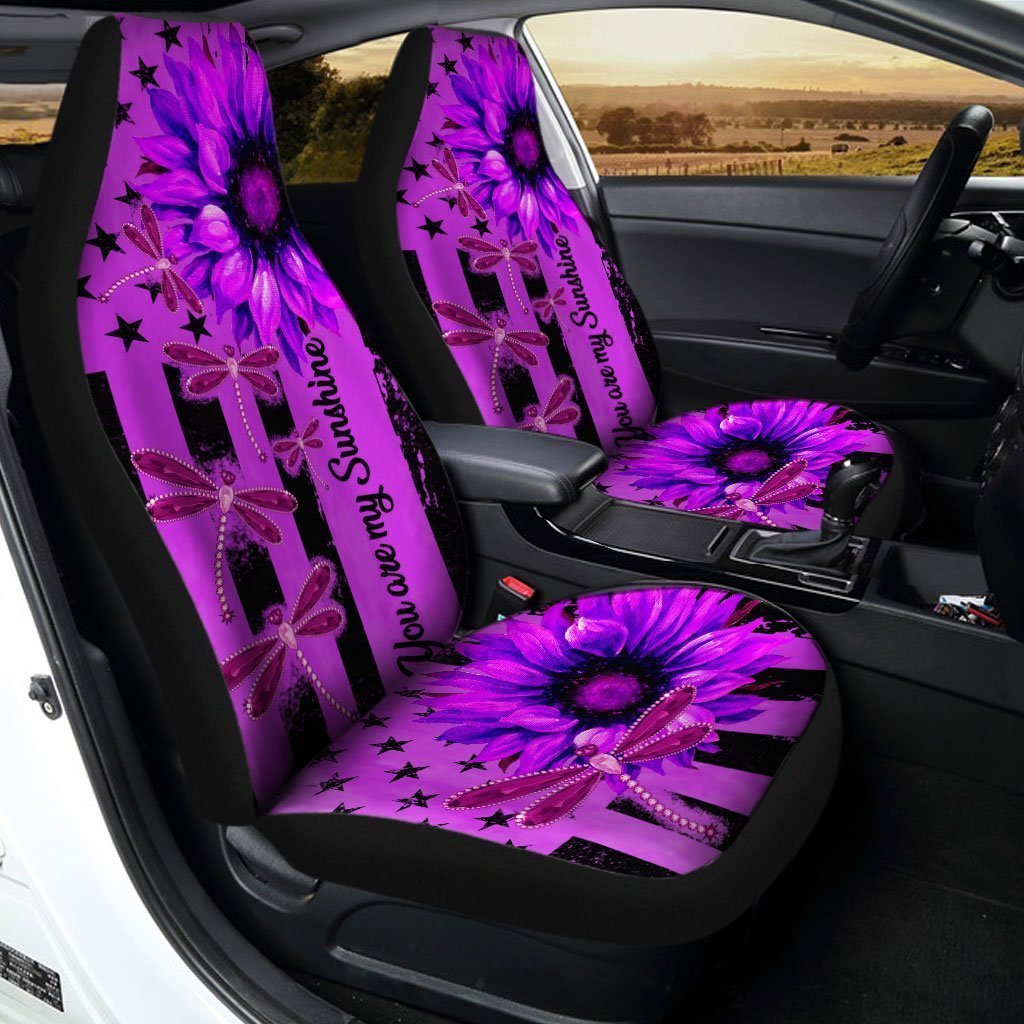 Dragonfly Car Seat Covers Custom Purple Sunflower Car Accessories