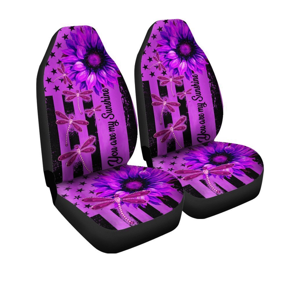 Dragonfly Car Seat Covers Custom Purple Sunflower Car Accessories